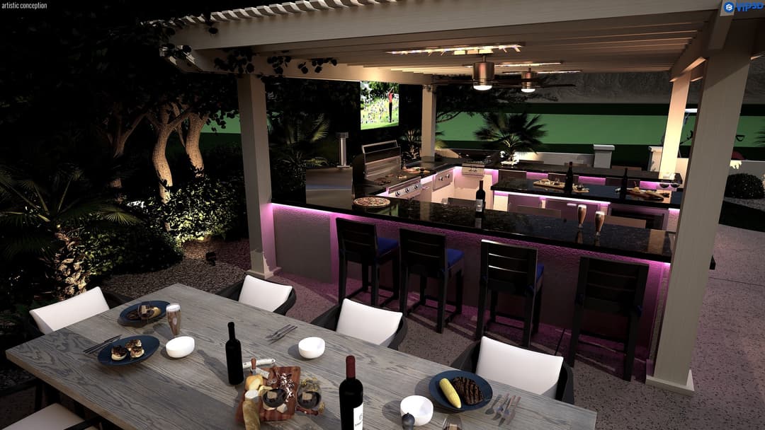 3D rendering — structure and deck detail angle